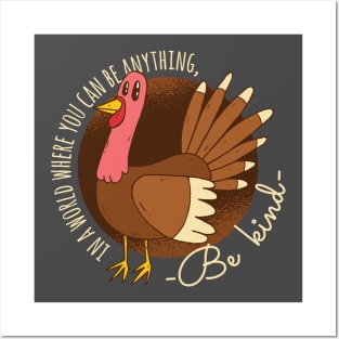 Turkey Be Kind Thanksgiving Graphic Tee Posters and Art